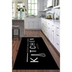 Viyana Home Dijital Baskılı Kaymaz Taban Yıkanabilir Kitchen Yazılı Modern Mutfak Halısı VHM-SD-518 - 120 x 180 cm - Siyah