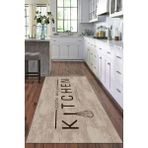 Viyana Home Dijital Baskılı Kaymaz Taban Yıkanabilir Kitchen Yazılı Modern Mutfak Halısı VHM-SD-519 - 160 x 250 cm - Kahverengi