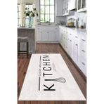 Viyana Home Dijital Baskılı Kaymaz Taban Yıkanabilir Kitchen Yazılı Modern Mutfak Halısı VHM-SD-520 - 80 x 300 cm - Bej