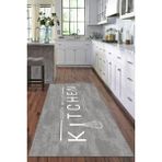 Viyana Home Dijital Baskılı Kaymaz Taban Yıkanabilir Kitchen Yazılı Modern Mutfak Halısı VHM-SD-521 - 160 x 230 cm - Gri