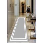 Viyana Home Dijital Baskılı Kaymaz Taban Yıkanabilir Modern Salon Halısı Koridor Halısı Yolluk VHU-HT-528 - 60 x 100 cm - Gri - Beyaz