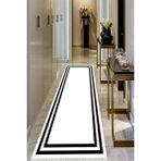 Viyana Home Dijital Baskılı Kaymaz Taban Yıkanabilir Modern Salon Halısı Koridor Halısı Yolluk VHU-HT-529 - 120 x 180 cm - Beyaz - Siyah