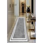 Viyana Home Dijital Baskılı Kaymaz Taban Yıkanabilir Modern Salon Halısı Koridor Halısı Yolluk VHU-HT-530 - 100 x 250 cm - Gri