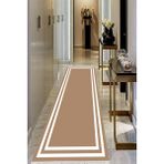 Viyana Home Dijital Baskılı Kaymaz Taban Yıkanabilir Modern Salon Halısı Koridor Halısı Yolluk VHU-HT-532 - 80 x 250 cm - Kahverengi - Beyaz