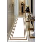 Viyana Home Dijital Baskılı Kaymaz Taban Yıkanabilir Modern Salon Halısı Koridor Halısı Yolluk VHU-HT-533 - 100 x 200 cm - Beyaz - Kahverengi