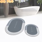 Viyana Home Dijital Baskılı Kaymaz Taban Yıkanabilir Oval Ikili Banyo Paspas Klozet Takımı, V-O-Klozet-01-Gri, - 40 x 60 cm - 60 x 100 cm