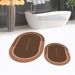 Viyana Home Dijital Baskılı Kaymaz Taban Yıkanabilir Oval Ikili Banyo Paspas Klozet Takımı, V-O-Klozet-01-Kahve, - Kahverengi - 40 x 60 cm - 60 x 100 cm