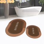 Viyana Home Dijital Baskılı Kaymaz Taban Yıkanabilir Oval Ikili Banyo Paspas Klozet Takımı, V-O-Klozet-02-Kahve, - Renkli