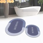 Viyana Home Dijital Baskılı Kaymaz Taban Yıkanabilir Oval Ikili Banyo Paspas Klozet Takımı, V-O-Klozet-02-Mavi, - 40 x 60 cm - 60 x 100 cm