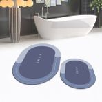 Viyana Home Dijital Baskılı Kaymaz Taban Yıkanabilir Oval Ikili Banyo Paspas Klozet Takımı, V-O-Klozet-03-Mavi, - 40 x 60 cm - 60 x 100 cm