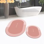 Viyana Home Dijital Baskılı Kaymaz Taban Yıkanabilir Oval Ikili Banyo Paspas Klozet Takımı, V-O-Klozet-03-Pembe, - 40 x 60 cm - 60 x 100 cm