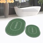 Viyana Home Dijital Baskılı Kaymaz Taban Yıkanabilir Oval Ikili Banyo Paspas Klozet Takımı, V-O-Klozet-04-Yeşil, - Renkli