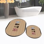 Viyana Home Dijital Baskılı Kaymaz Taban Yıkanabilir Oval Ikili Banyo Paspas Klozet Takımı, V-O-Klozet-08-Kahve, - Renkli