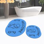 Viyana Home Dijital Baskılı Kaymaz Taban Yıkanabilir Oval Ikili Banyo Paspas Klozet Takımı, V-O-Klozet-11-Mavi, - 40 x 60 cm - 60 x 100 cm
