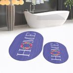 Viyana Home Dijital Baskılı Kaymaz Taban Yıkanabilir Oval Ikili Banyo Paspas Klozet Takımı, V-O-Klozet-12-Mor, - Renkli