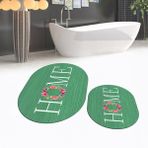 Viyana Home Dijital Baskılı Kaymaz Taban Yıkanabilir Oval Ikili Banyo Paspas Klozet Takımı, V-O-Klozet-12-Yeşil, - Renkli