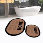 Viyana Home Dijital Baskılı Kaymaz Taban Yıkanabilir Oval Ikili Banyo Paspas Klozet Takımı, V-O-Klozet-13-Kahve, - Renkli