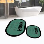 Viyana Home Dijital Baskılı Kaymaz Taban Yıkanabilir Oval Ikili Banyo Paspas Klozet Takımı, V-O-Klozet-13-Yeşil, - Renkli