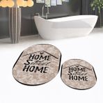Viyana Home Dijital Baskılı Kaymaz Taban Yıkanabilir Oval Ikili Banyo Paspas Klozet Takımı, V-O-Klozet-14-Kahve, - Kahverengi - 40 x 60 cm - 60 x 100 cm