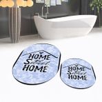 Viyana Home Dijital Baskılı Kaymaz Taban Yıkanabilir Oval Ikili Banyo Paspas Klozet Takımı, V-O-Klozet-14-Mavi, - Renkli