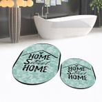 Viyana Home Dijital Baskılı Kaymaz Taban Yıkanabilir Oval Ikili Banyo Paspas Klozet Takımı, V-O-Klozet-14-Yeşil, - Renkli