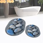 Viyana Home Dijital Baskılı Kaymaz Taban Yıkanabilir Oval Ikili Banyo Paspas Klozet Takımı, V-O-Klozet-15-Mavi, - 40 x 60 cm - 60 x 100 cm