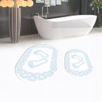 Viyana Home Dijital Baskılı Kaymaz Taban Yıkanabilir Oval Ikili Banyo Paspas Klozet Takımı, V-O-Klozet-18-Beyaz, - 40 x 60 cm - 60 x 100 cm