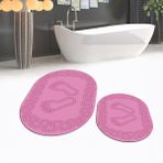 Viyana Home Dijital Baskılı Kaymaz Taban Yıkanabilir Oval Ikili Banyo Paspas Klozet Takımı, V-O-Klozet-18-Pembe, - Renkli