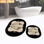 Viyana Home Dijital Baskılı Kaymaz Taban Yıkanabilir Oval Ikili Banyo Paspas Klozet Takımı, V-O-Klozet-20-Gold, - Renkli