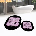 Viyana Home Dijital Baskılı Kaymaz Taban Yıkanabilir Oval Ikili Banyo Paspas Klozet Takımı, V-O-Klozet-20-Siyah, - Renkli