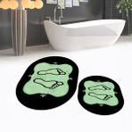 Viyana Home Dijital Baskılı Kaymaz Taban Yıkanabilir Oval Ikili Banyo Paspas Klozet Takımı, V-O-Klozet-20-Yeşil, - 40 x 60 cm - 60 x 100 cm
