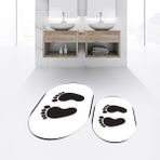 Viyana Home Dijital Baskılı Kaymaz Taban Yıkanabilir Oval Ikili Banyo Paspas Klozet Takımı, V-O-Klozet-21-Beyaz, - Renkli