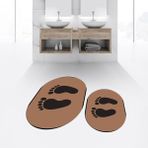 Viyana Home Dijital Baskılı Kaymaz Taban Yıkanabilir Oval Ikili Banyo Paspas Klozet Takımı, V-O-Klozet-21-Kahve, - Renkli