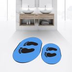 Viyana Home Dijital Baskılı Kaymaz Taban Yıkanabilir Oval Ikili Banyo Paspas Klozet Takımı, V-O-Klozet-21-Mavi, - 40 x 60 cm - 60 x 100 cm