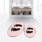 Viyana Home Dijital Baskılı Kaymaz Taban Yıkanabilir Oval Ikili Banyo Paspas Klozet Takımı, V-O-Klozet-21-Pembe, - Renkli