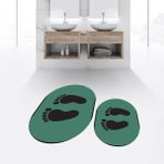 Viyana Home Dijital Baskılı Kaymaz Taban Yıkanabilir Oval Ikili Banyo Paspas Klozet Takımı, V-O-Klozet-21-Yeşil, - Renkli