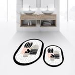 Viyana Home Dijital Baskılı Kaymaz Taban Yıkanabilir Oval Ikili Banyo Paspas Klozet Takımı, V-O-Klozet-22-Beyaz, - Renkli