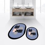 Viyana Home Dijital Baskılı Kaymaz Taban Yıkanabilir Oval Ikili Banyo Paspas Klozet Takımı, V-O-Klozet-22-Mavi, - 40 x 60 cm - 60 x 100 cm