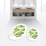 Viyana Home Dijital Baskılı Kaymaz Taban Yıkanabilir Oval Ikili Banyo Paspas Klozet Takımı, V-O-Klozet-23-Beyaz, - 40 x 60 cm - 60 x 100 cm
