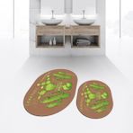 Viyana Home Dijital Baskılı Kaymaz Taban Yıkanabilir Oval Ikili Banyo Paspas Klozet Takımı, V-O-Klozet-23-Kahve, - Renkli