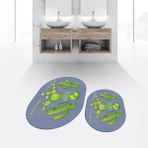 Viyana Home Dijital Baskılı Kaymaz Taban Yıkanabilir Oval Ikili Banyo Paspas Klozet Takımı, V-O-Klozet-23-Mavi, - Renkli