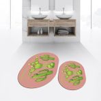 Viyana Home Dijital Baskılı Kaymaz Taban Yıkanabilir Oval Ikili Banyo Paspas Klozet Takımı, V-O-Klozet-23-Pembe, - Renkli