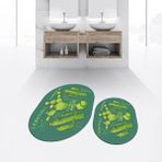 Viyana Home Dijital Baskılı Kaymaz Taban Yıkanabilir Oval Ikili Banyo Paspas Klozet Takımı, V-O-Klozet-23-Yeşil, - Renkli