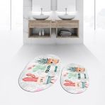 Viyana Home Dijital Baskılı Kaymaz Taban Yıkanabilir Oval Ikili Banyo Paspas Klozet Takımı, V-O-Klozet-24-Gri, - Renkli