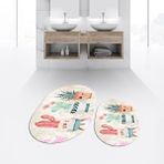 Viyana Home Dijital Baskılı Kaymaz Taban Yıkanabilir Oval Ikili Banyo Paspas Klozet Takımı, V-O-Klozet-24-Kahve, - Renkli