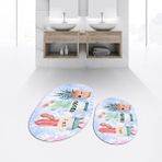 Viyana Home Dijital Baskılı Kaymaz Taban Yıkanabilir Oval Ikili Banyo Paspas Klozet Takımı, V-O-Klozet-24-Mavi, - 40 x 60 cm - 60 x 100 cm
