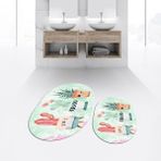 Viyana Home Dijital Baskılı Kaymaz Taban Yıkanabilir Oval Ikili Banyo Paspas Klozet Takımı, V-O-Klozet-24-Yeşil, - Renkli