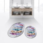 Viyana Home Dijital Baskılı Kaymaz Taban Yıkanabilir Oval Ikili Banyo Paspas Klozet Takımı, V-O-Klozet-25-Gri, - 40 x 60 cm - 60 x 100 cm