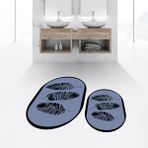 Viyana Home Dijital Baskılı Kaymaz Taban Yıkanabilir Oval Ikili Banyo Paspas Klozet Takımı, V-O-Klozet-26-Mavi, - Renkli