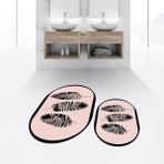 Viyana Home Dijital Baskılı Kaymaz Taban Yıkanabilir Oval Ikili Banyo Paspas Klozet Takımı, V-O-Klozet-26-Pembe, - Renkli